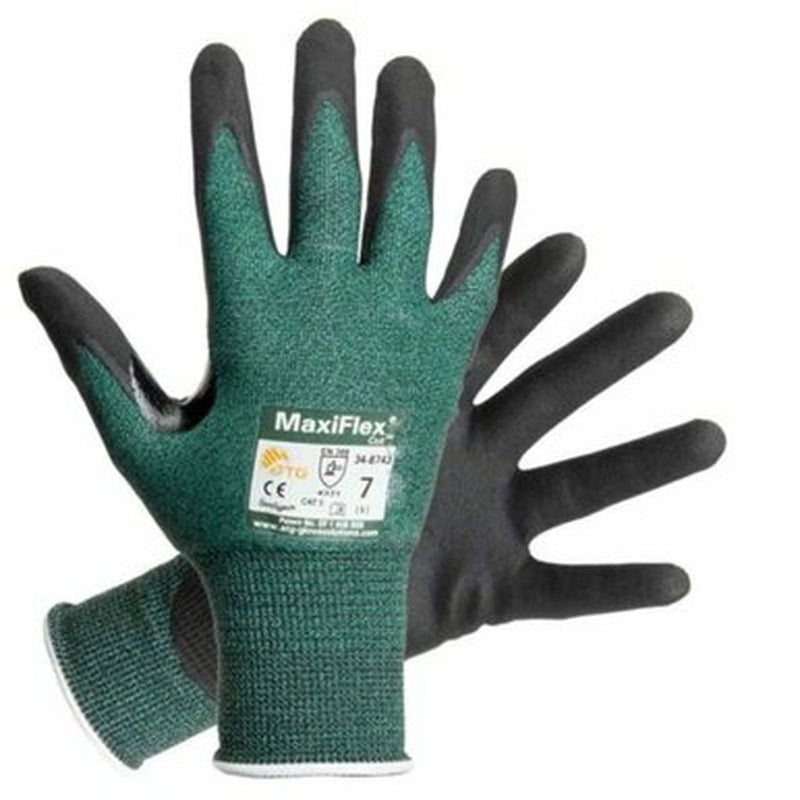 MaxiFlex 3 Pack Cut 34-8743 Cut Resistant Nitrile Coated Work Gloves with Green Knit Shell and Premium Nitrile Coated Micro-Foam Grip on Palm & Fingers. Size: Small - Image 2